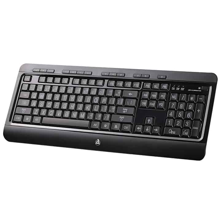 Azio Large Print Tri-Color Backlit Wired Keyboard