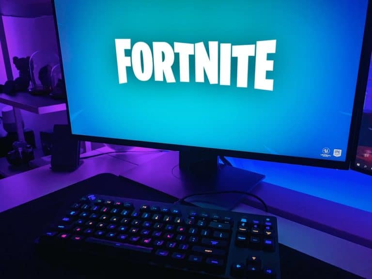 Fortnite Logo on PC Screen