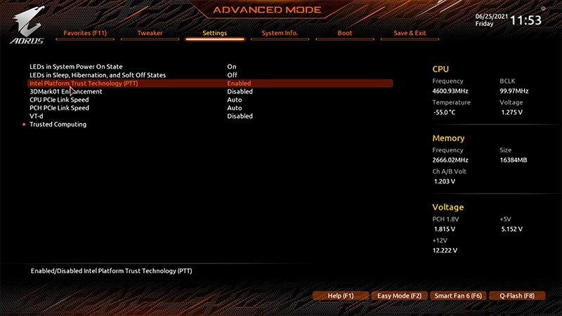 TPM 2.0 BIOS for Windows 11