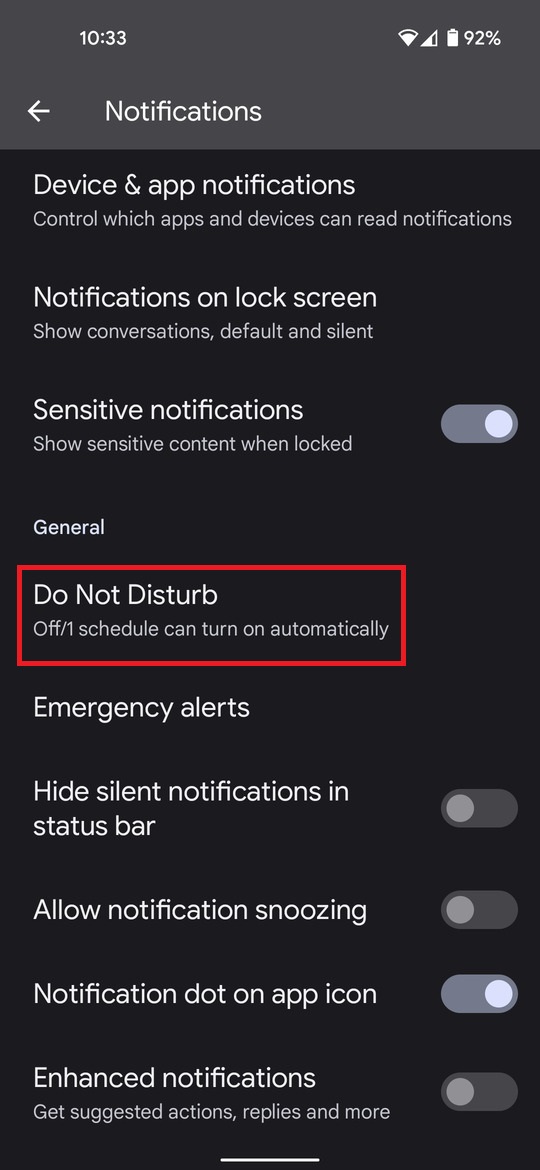 Go to Do Not Disturb