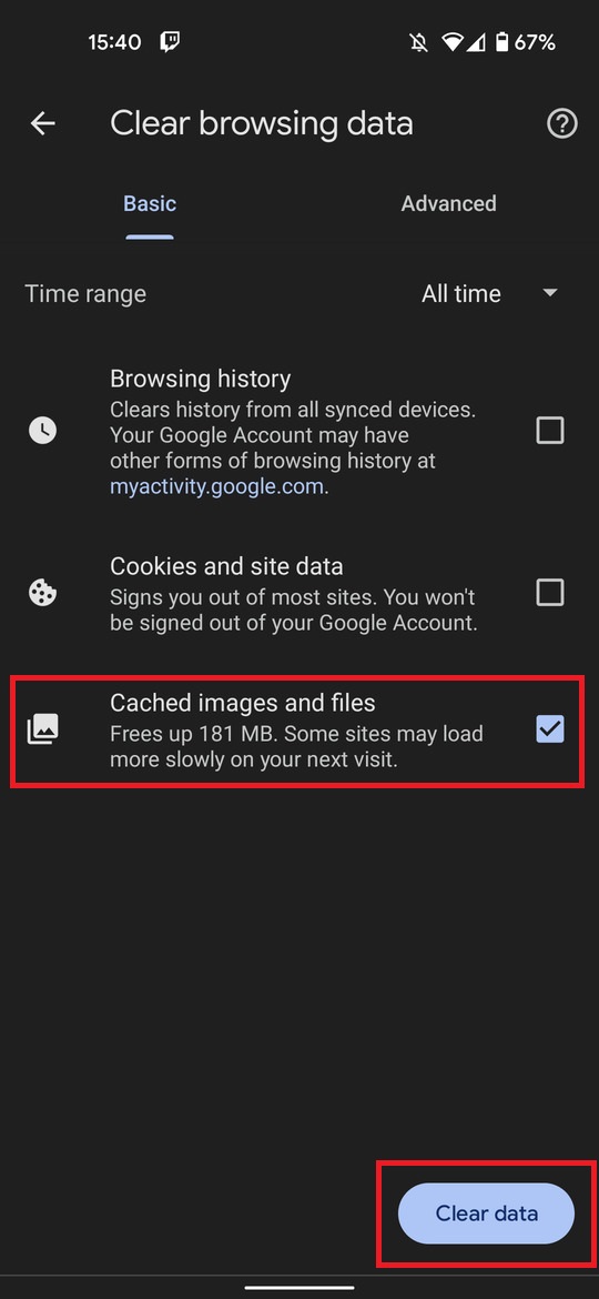 How to clear cache on android