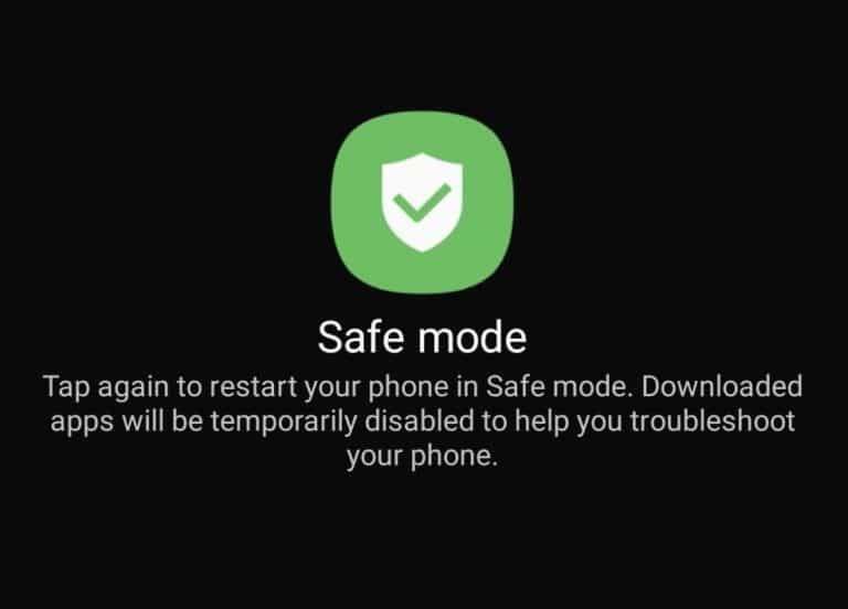 Safe mode option screen