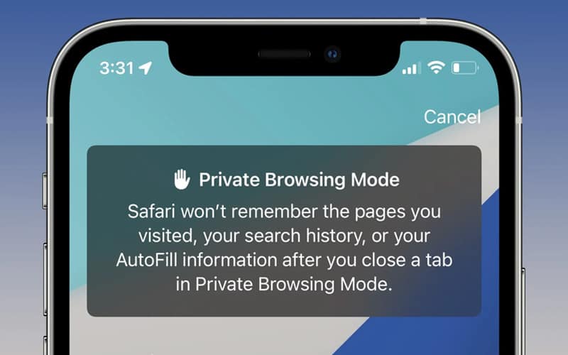 how to go to private browser ios 15
