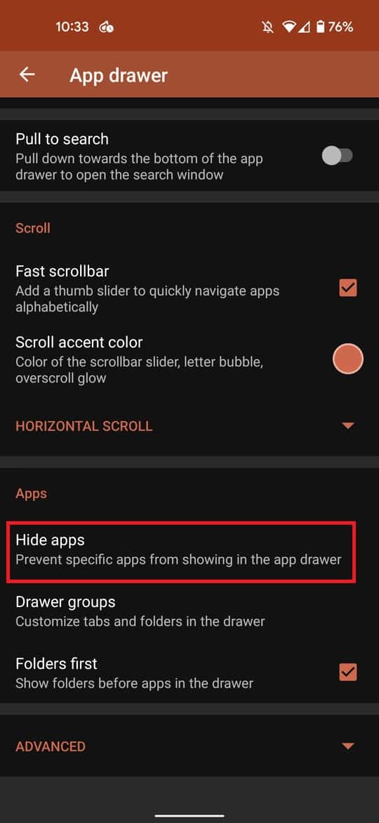 Hide apps option