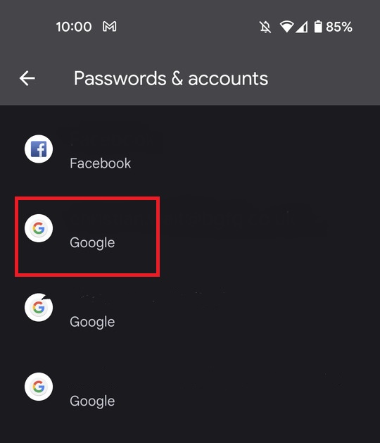 Seleccione su cuenta de Google