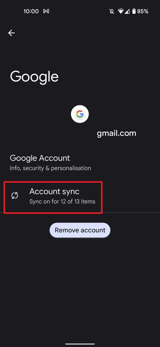 Select account sync