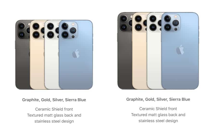 iPhone 13 Pro vs Pro Max colors