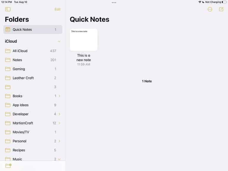 Quick Notes iOS 15