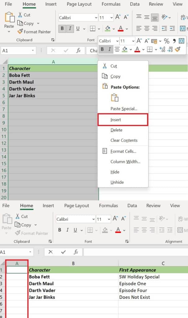 how to add columns in excel