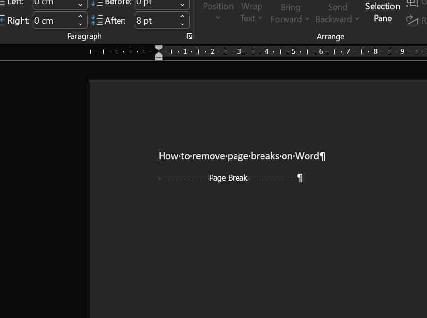 how to remove page breaks in word
