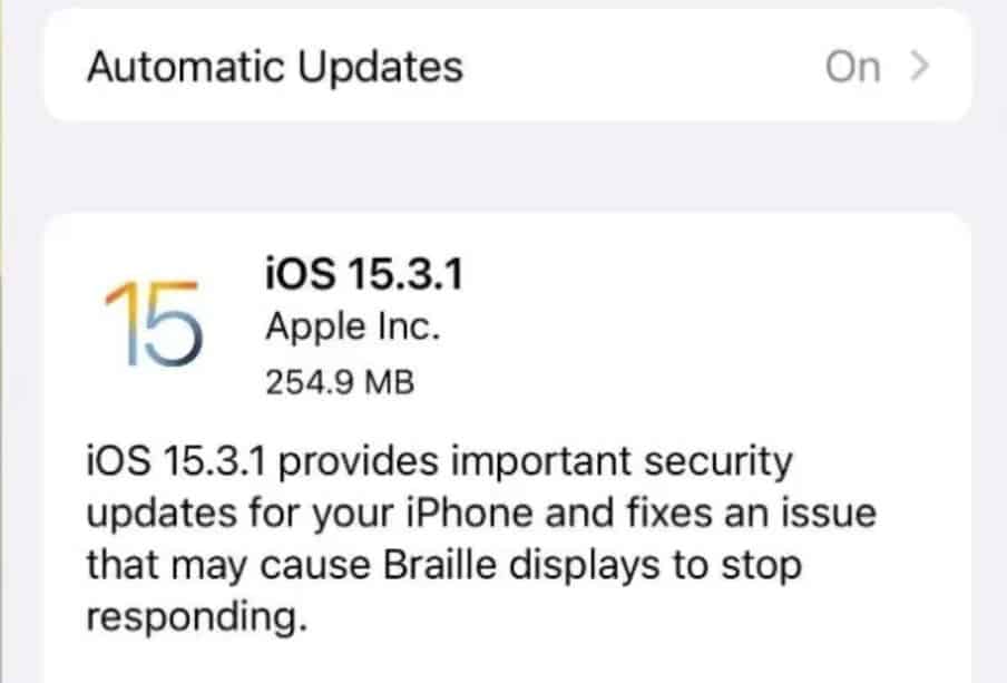 iOS 15.3.1 issues