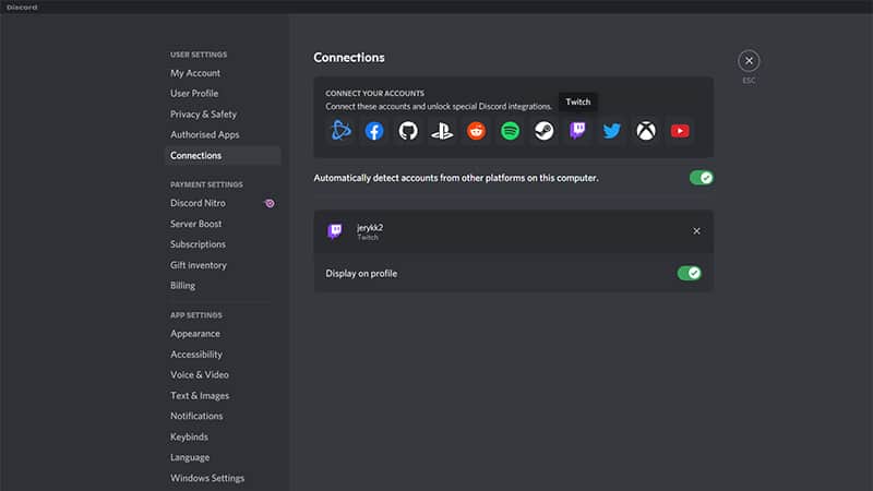 Connect Discord to Twitch 2