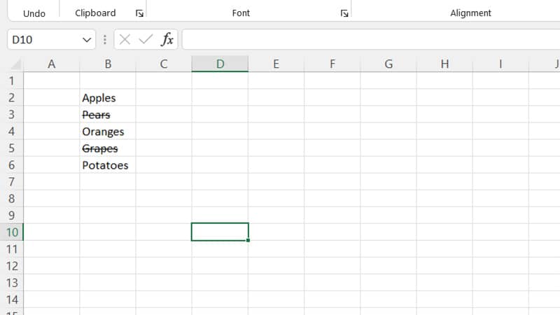 Excel Strikethrough Shortcut