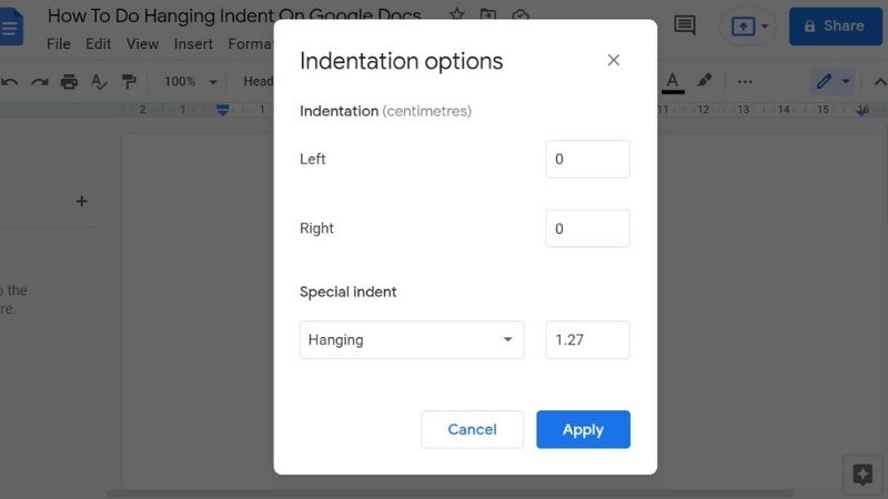 How To Do Hanging Indent On Google Docs