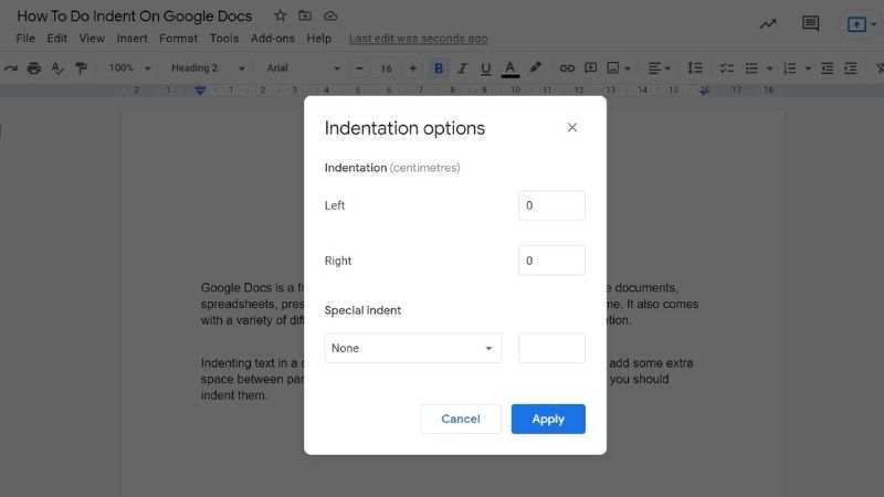 How To Do Indent On Google Docs