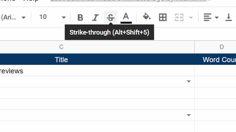 Strikethrough On Excel Online