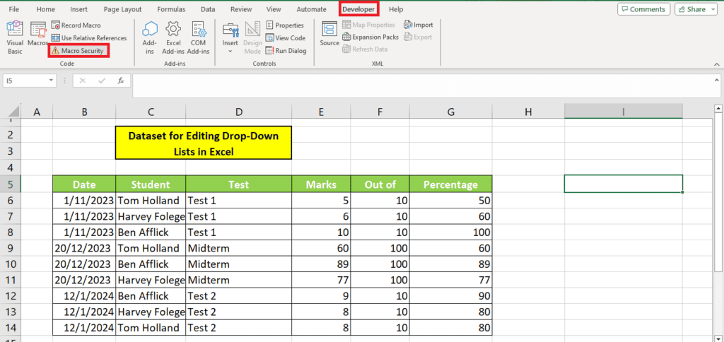 How to enable excel macros to create a spreadsheet in excel.