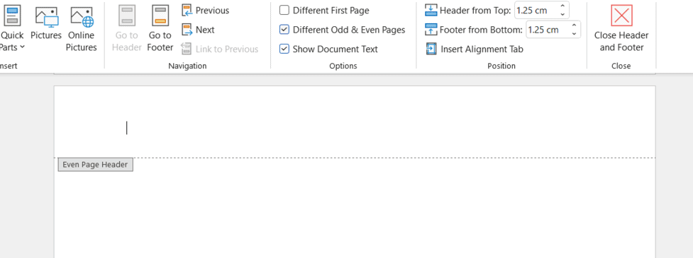 Numbering Odd And Even Pages Differently