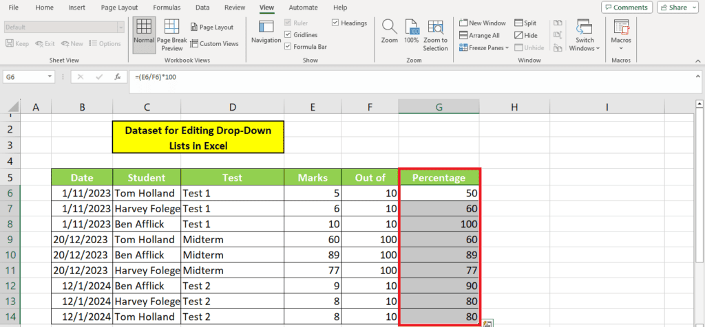 A screenshot of a spreadsheet in excel with enabled macros.