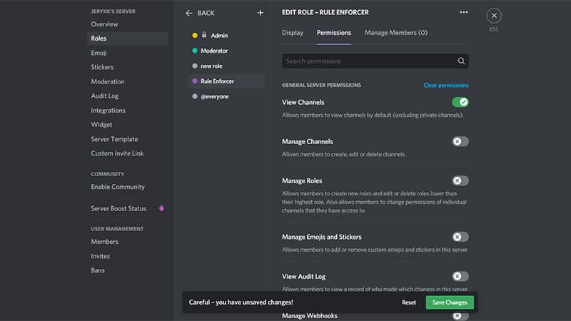review permissions