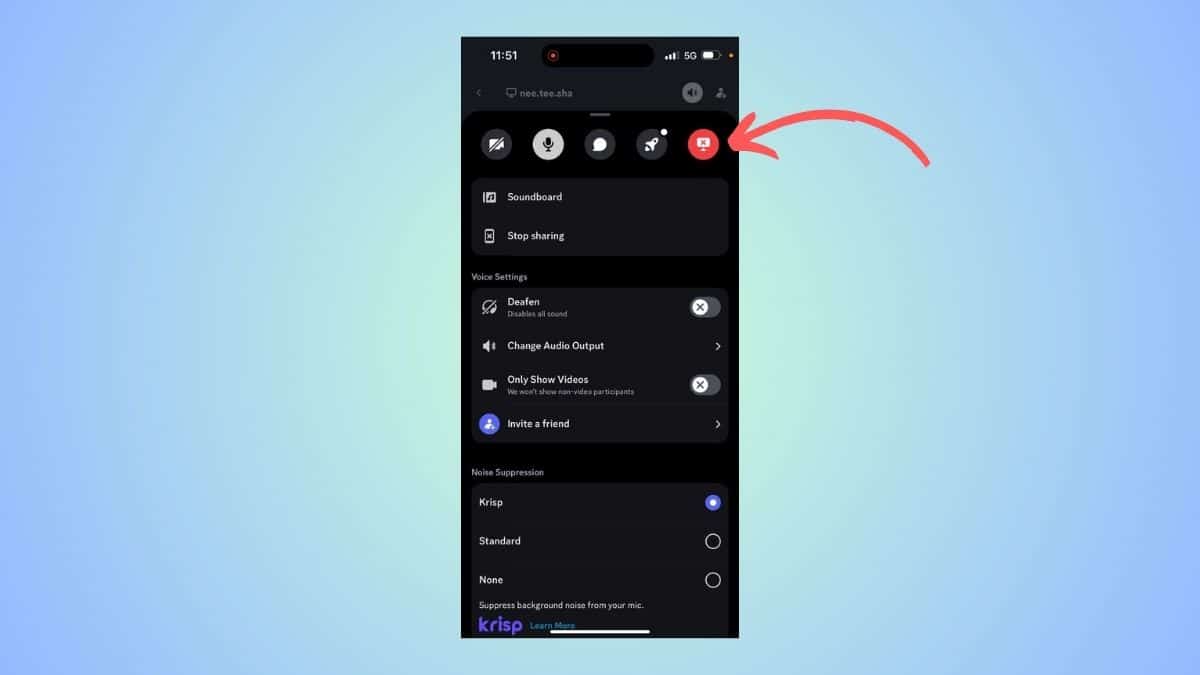 stop streaming on discord mobile