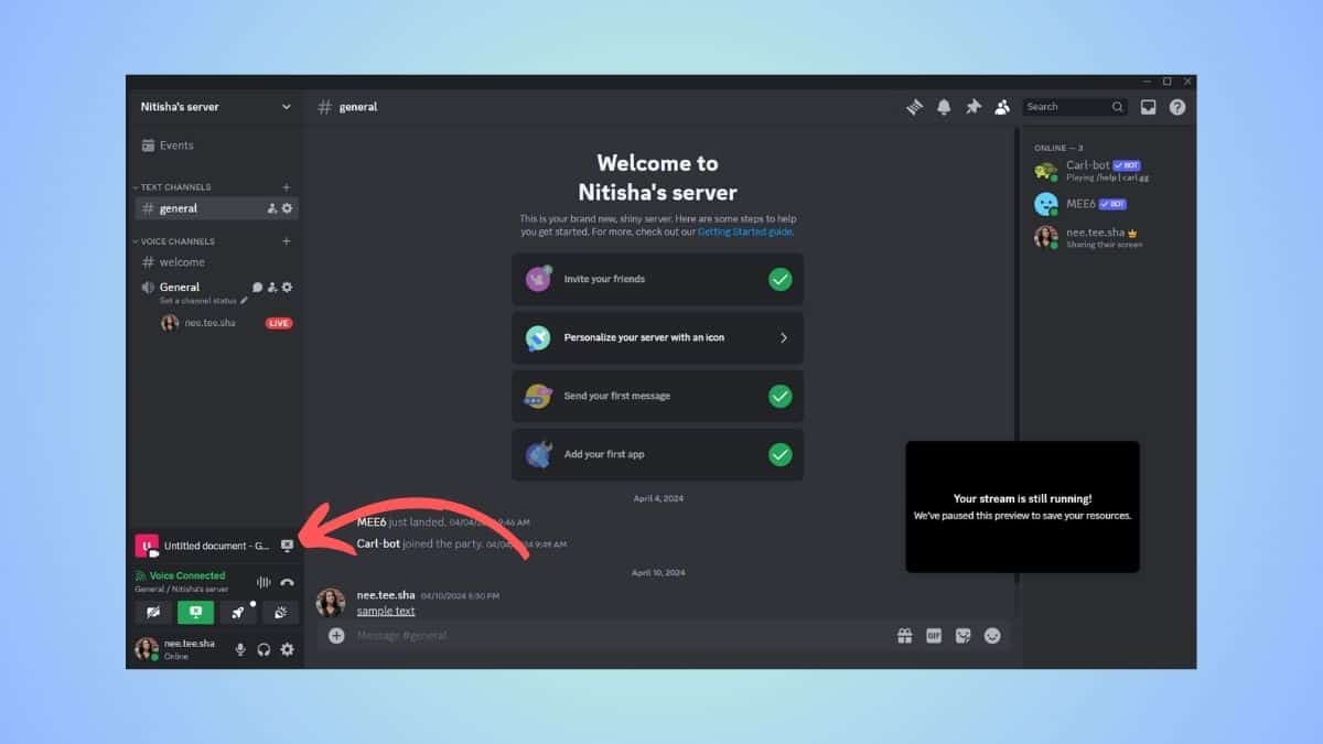 stop the live stream on discord