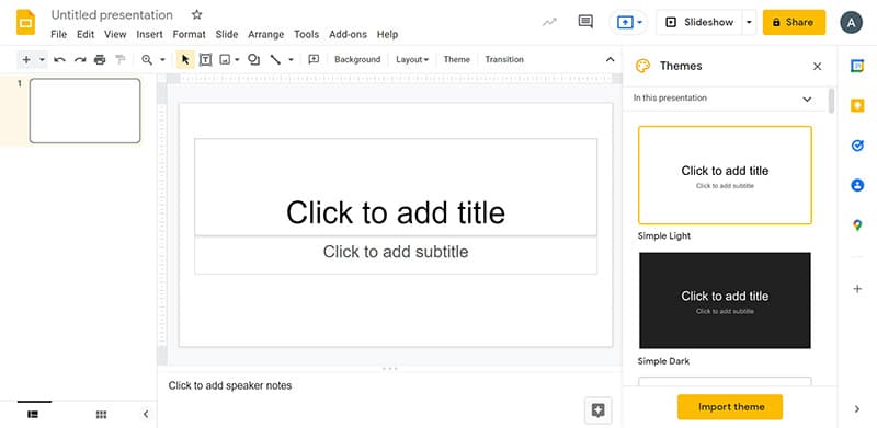 Open Google Slides and Create a New Presentation