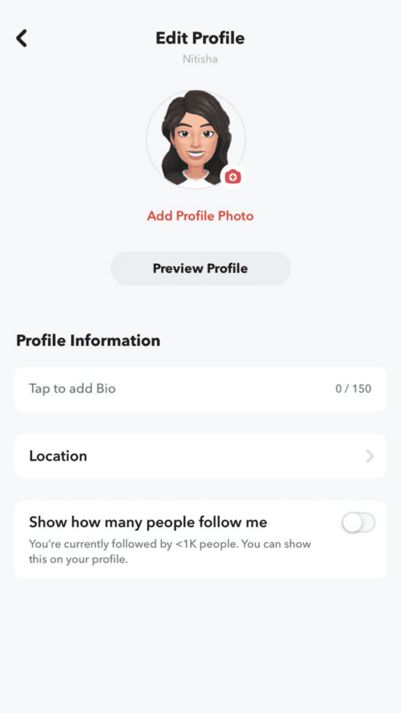 Screenshot of a "how to make a public profile on Snapchat" 