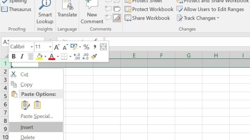 Adding A Row In Excel