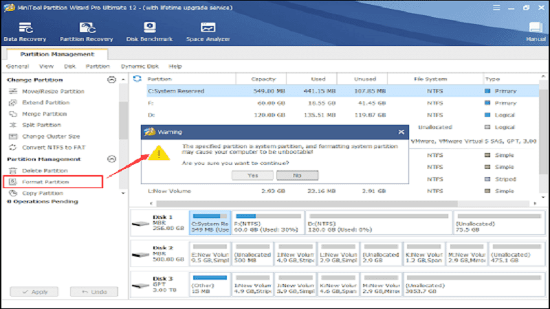 Boot Up The MiniTool And Click On “Format Partition”