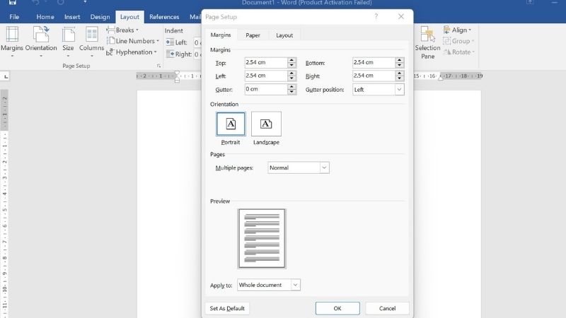 Create custom page margin settings