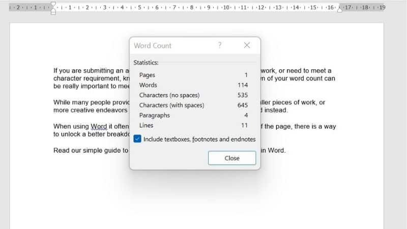 How To Get A Character Count In Word