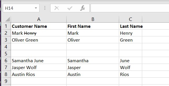 A spreadsheet in Excel with a list of names and numbers where you can insert a new row.