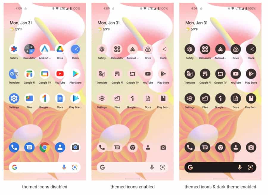 Android 13 themed icons preview