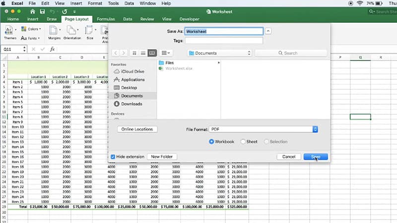 Converting Excel to PDF with Mac
