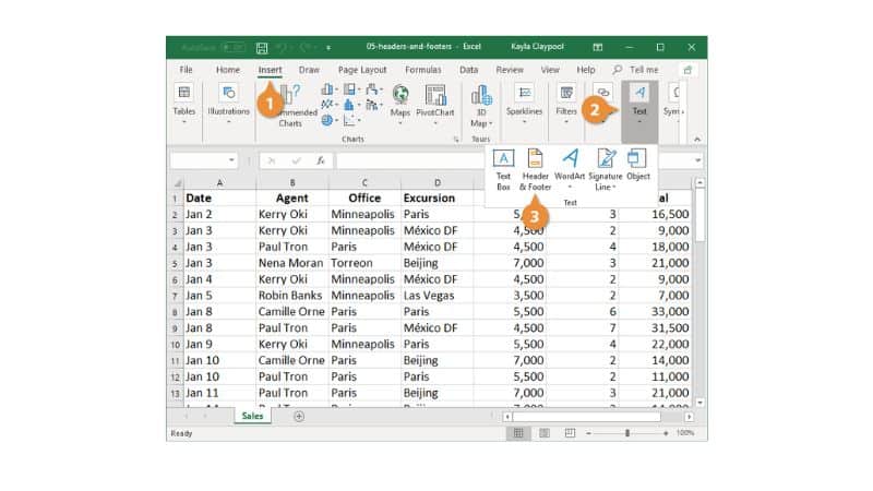 How to create footers in Microsoft Excel