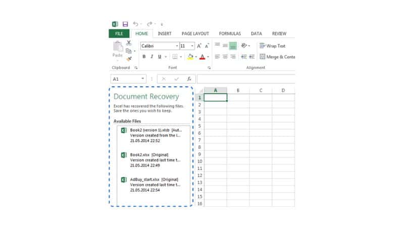 Recover the unsaved Excel file from Excel AutoRecover
