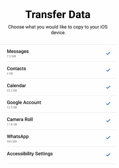 file type selection to switch from Android to iOS
