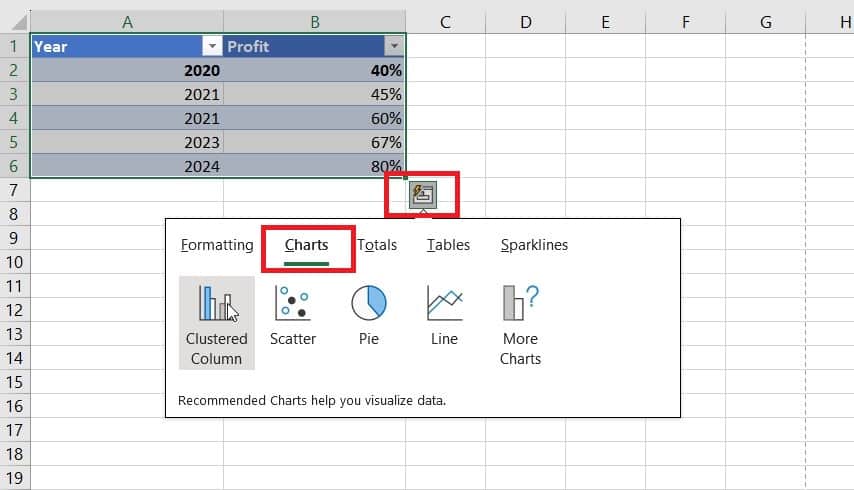 Adding chart in Excel