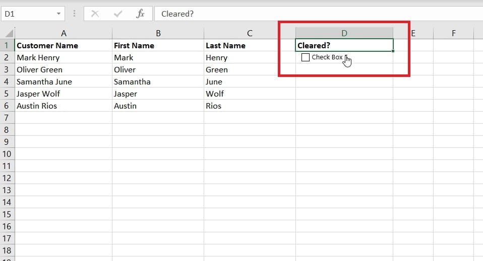 How to insert checkboxes in an Excel spreadsheet.
