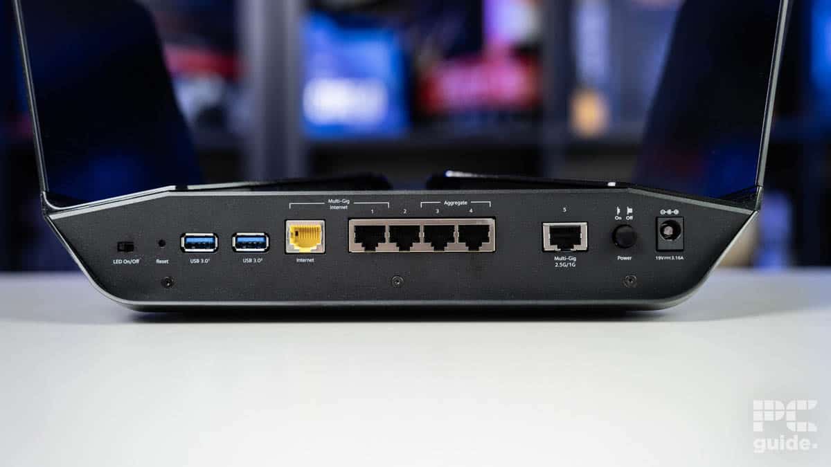 Netgear Nighthawk RAXE500 rear ports, Image by PC Guide