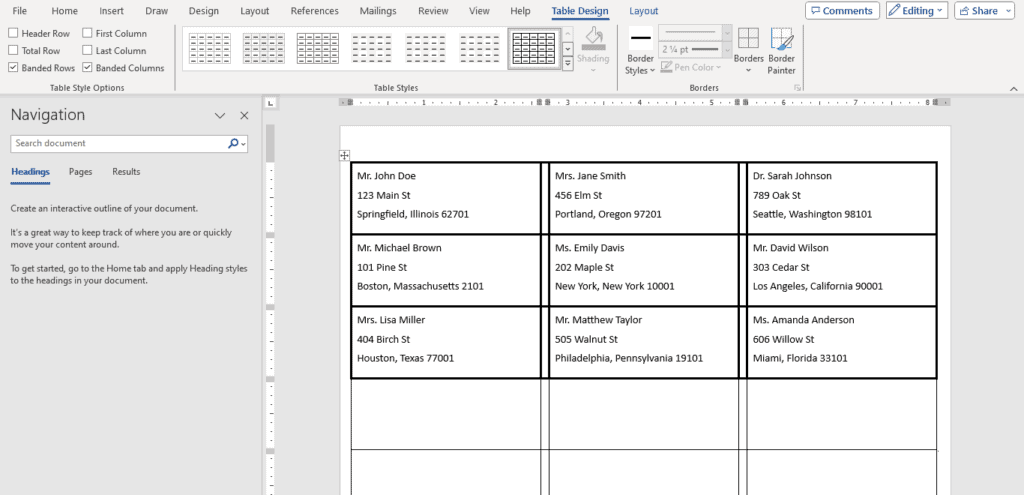 How to create a table in Microsoft Word using the built-in features.