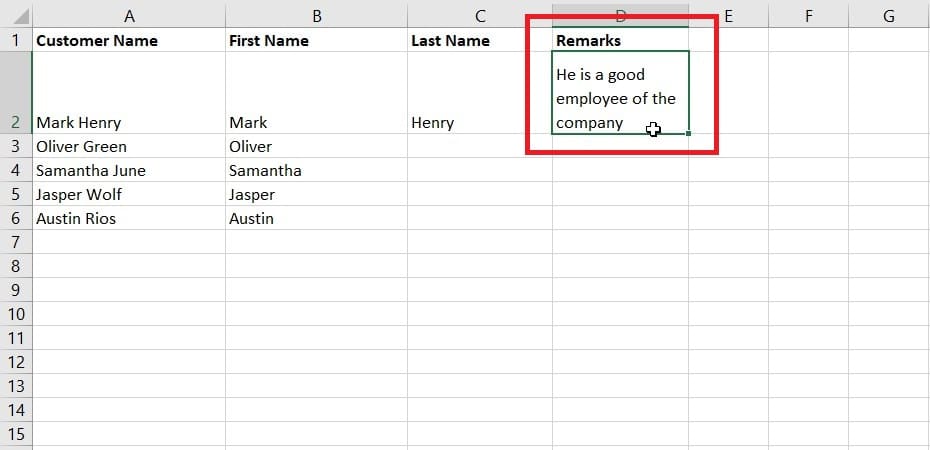 How to create a spreadsheet in Excel using the next line feature.