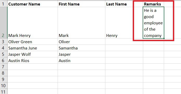 How to create a good employee in Excel using the Next Line feature.