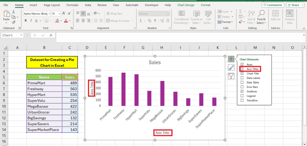 How to label axis in Excel