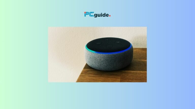 Amazon Echo Dot on a wooden surface against a white wall with a "Can you use Alexa without Amazon Prime?" graphic overlay.