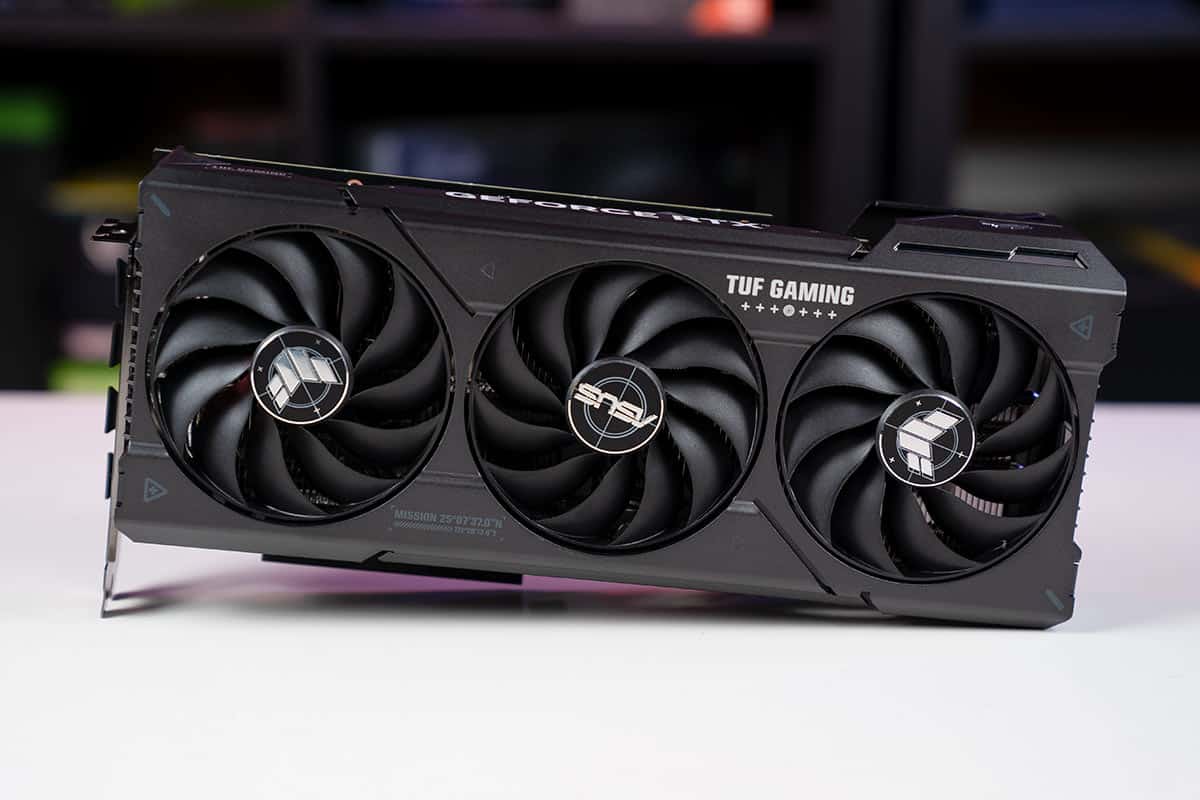 Asus TUF gaming RTX 4060 Ti graphics card with triple fan setup.
