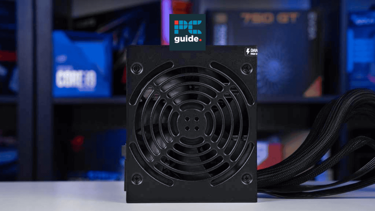 The image shows a Corsair CX PSU under the PC guide logo