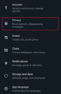 Select privacy tab