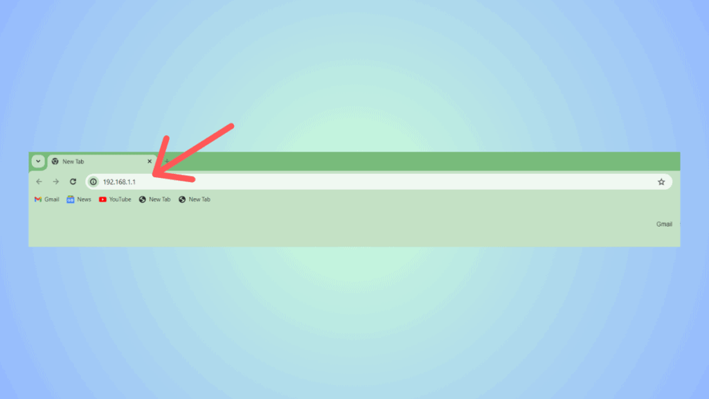 Web browser interface displaying the IP address "192.168.1.1" in the address bar, highlighted by a red arrow as a guide on how to log in to your Cox router